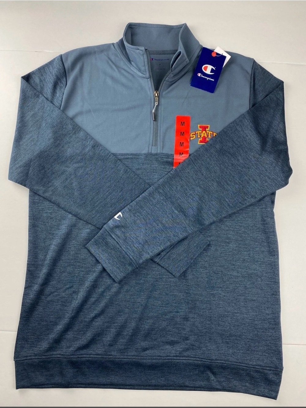 Champion Men’s Two-Tone Slate/Heather Quarter-Zip Pullover sz Med